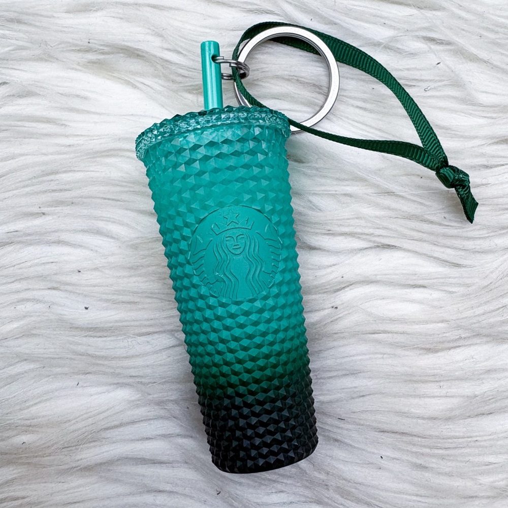 Starbucks 2022 Holiday Studded Keychain Ornament Waxberry Ombre Green NEW
